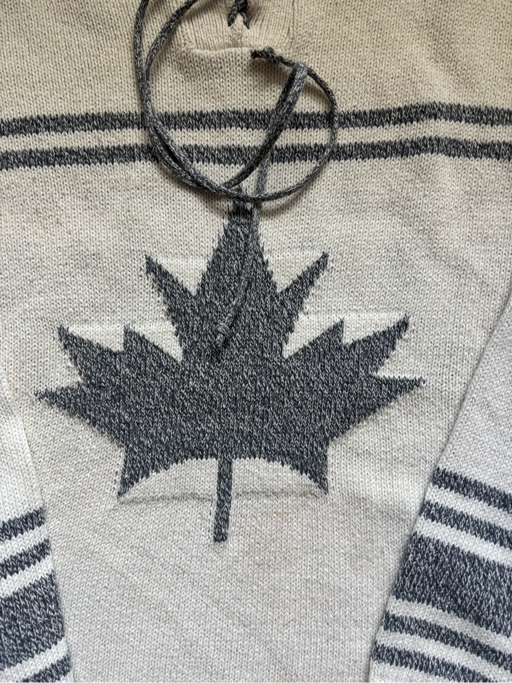 4 for $25- Women's Cream & Gray Maple-Print Canada Hockey Sweater